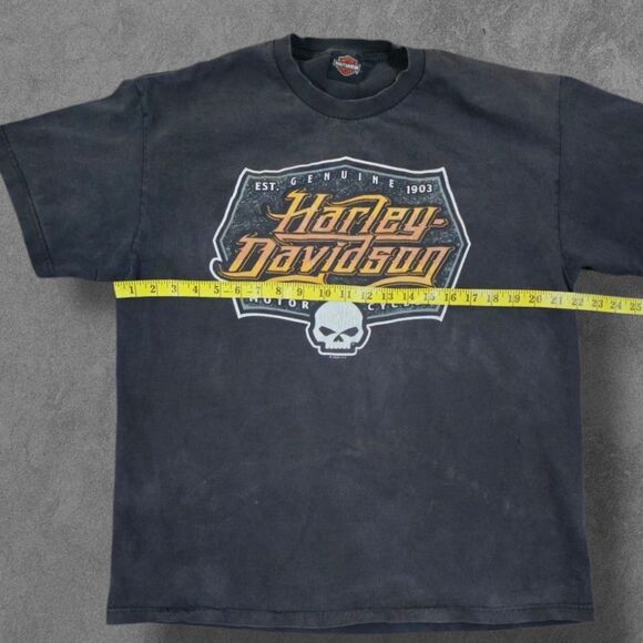 Faded Harley Davidson T Shirt XL Black Skull Motorcycle Distressed Shirt - Picture 4 of 6